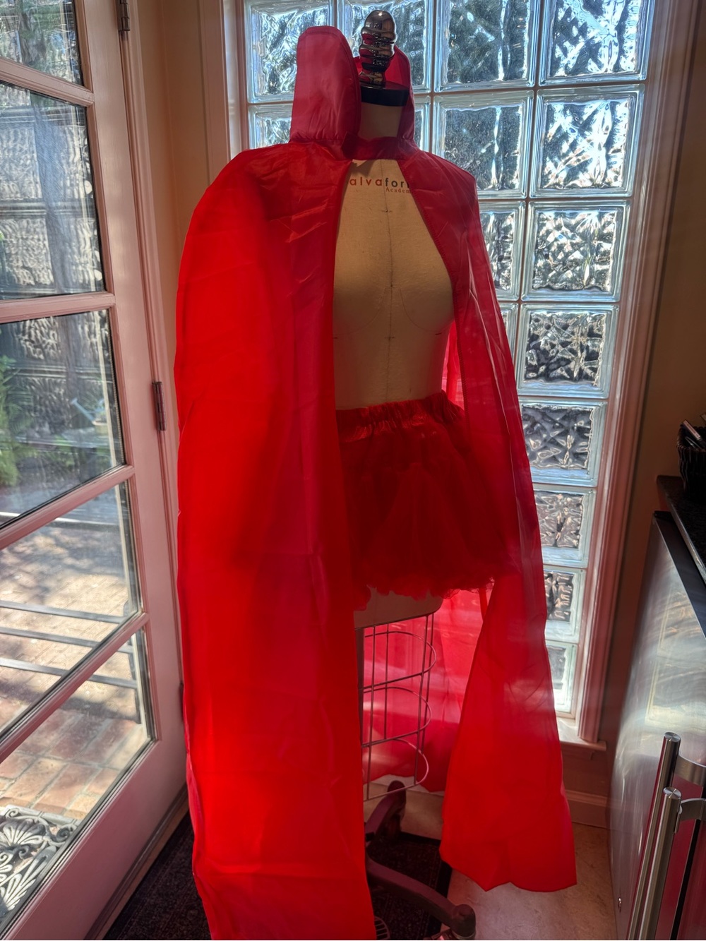Devil Costume Accessory Set Red Hooded Cape Tutu Horns Tail Halloween Adult